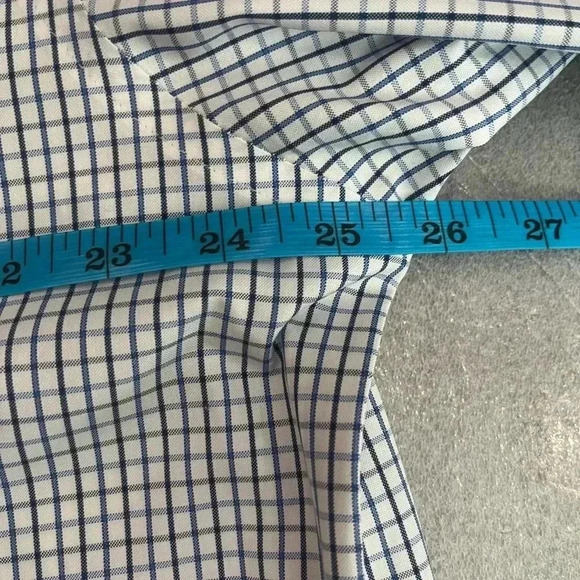 [17]LL Bean Blue Mini Check Oxford  Wrinkle Resistant Dress Shirt - Picture 8 of 10